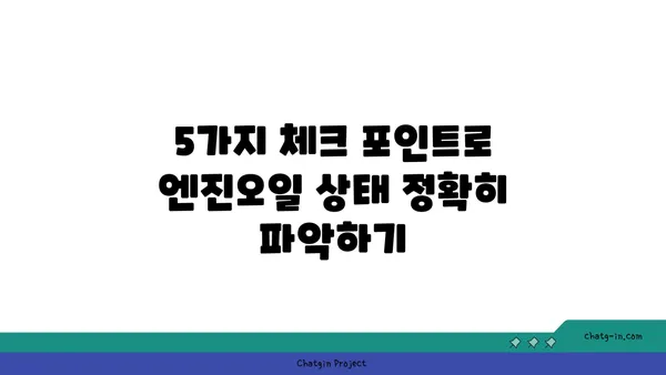 엔진오일 점검으로 차량 성능 최적화하기| 놓치지 말아야 할 5가지 체크 포인트 | 자동차 관리, 엔진오일 교체, 차량 성능 향상