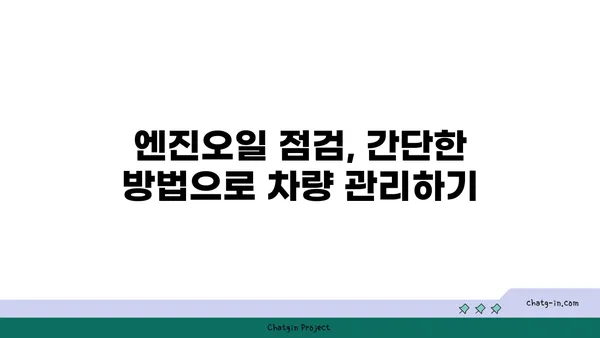 엔진오일 점검| 차량 관리의 필수 지침 | 엔진오일 교체, 점검 주기, 오일 종류, 주의 사항