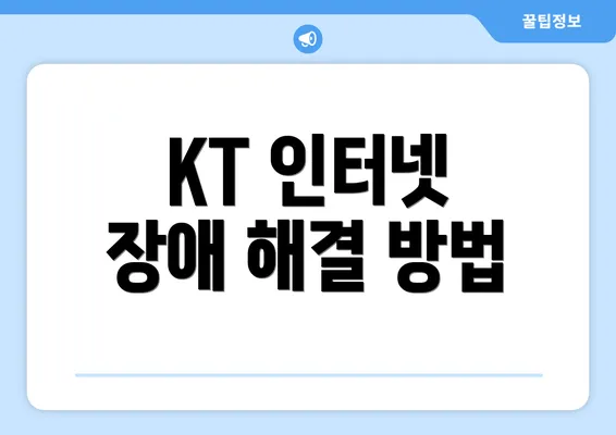 KT 인터넷 장애 해결 방법