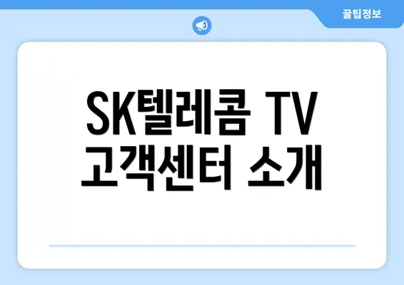 SK텔레콤 TV 고객센터 소개