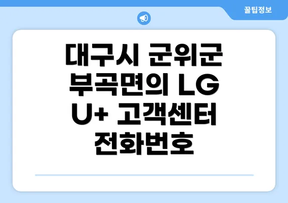 대구시 군위군 부곡면의 LG U+ 고객센터 전화번호