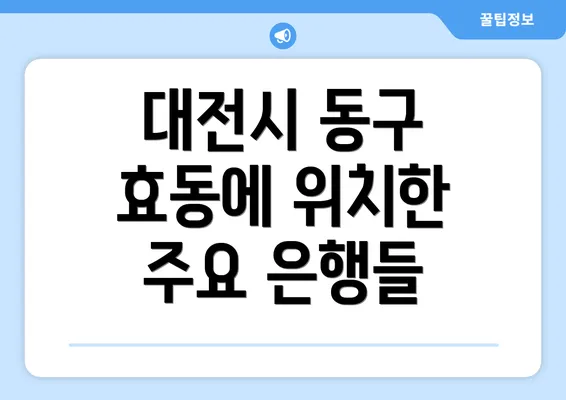 대전시 동구 효동에 위치한 주요 은행들