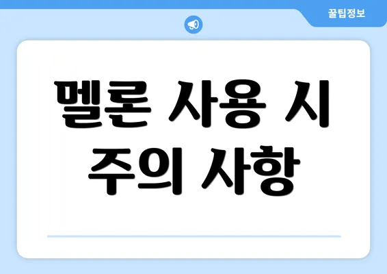 멜론 사용 시 주의 사항