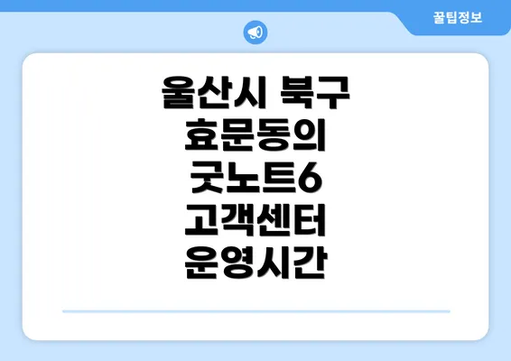 울산시 북구 효문동의 굿노트6 고객센터 운영시간