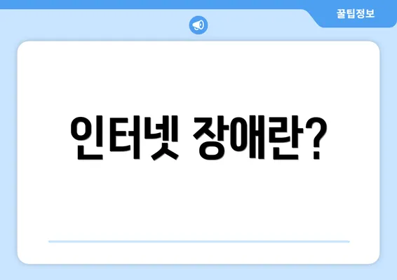 인터넷 장애란?