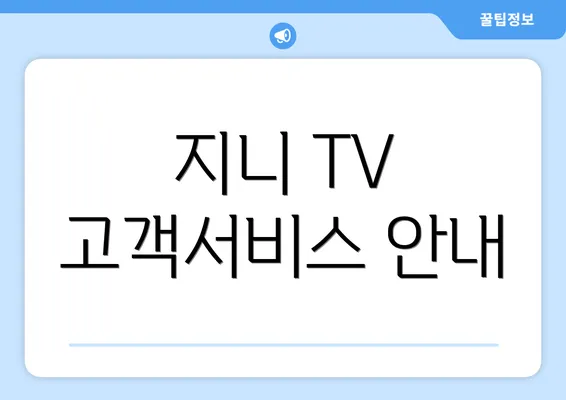 지니 TV 고객서비스 안내