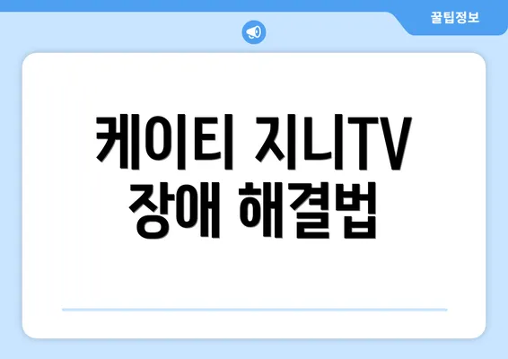 케이티 지니TV 장애 해결법