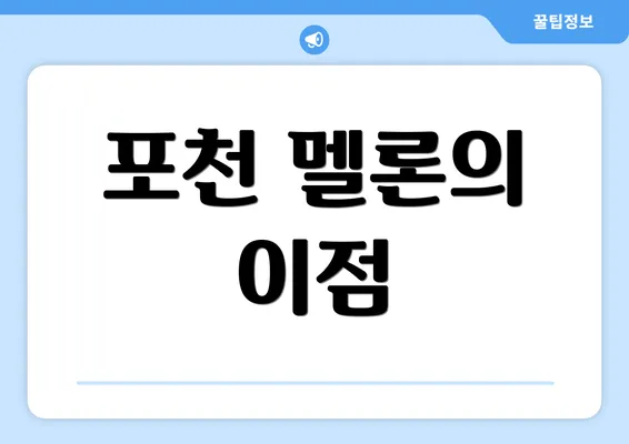 포천 멜론의 이점