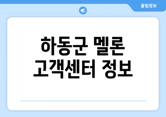 하동군 멜론 고객센터 정보