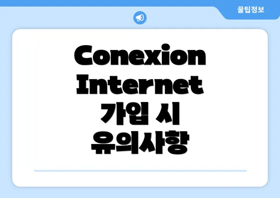 Conexion Internet 가입 시 유의사항