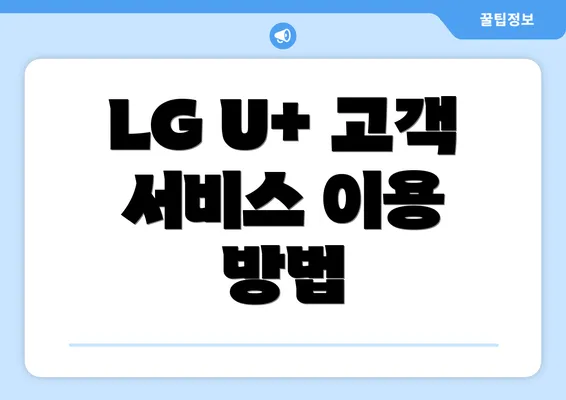 LG U+ 고객 서비스 이용 방법