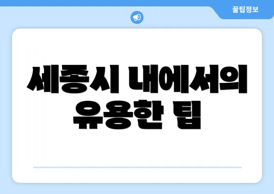 세종시 내에서의 유용한 팁