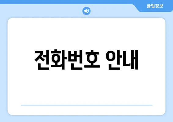 전화번호 안내
