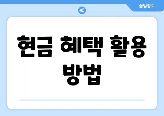 현금 혜택 활용 방법