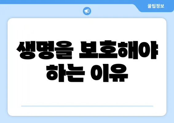 생명을 보호해야 하는 이유