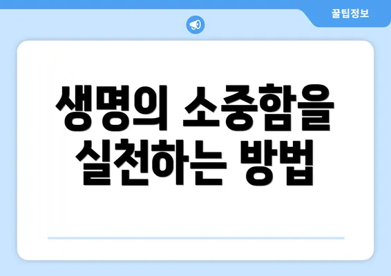 생명의 소중함을 실천하는 방법