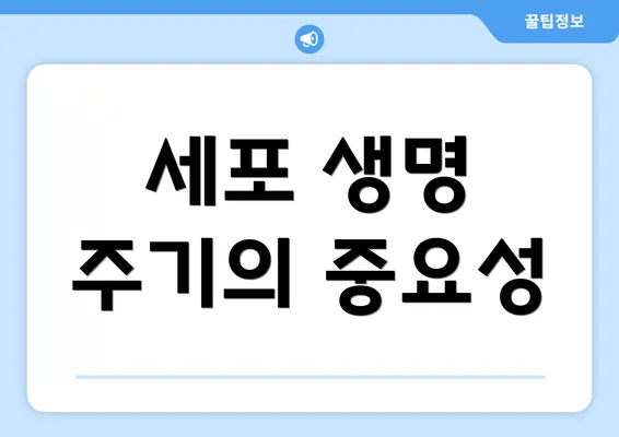 세포 생명 주기의 중요성