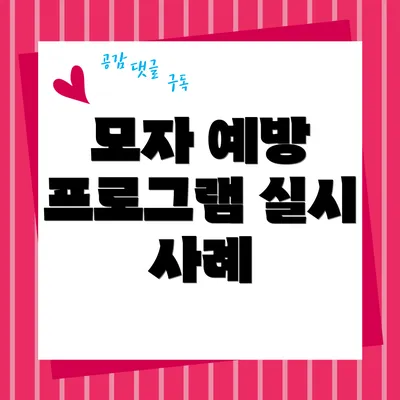 모자 예방 프로그램 실시 사례