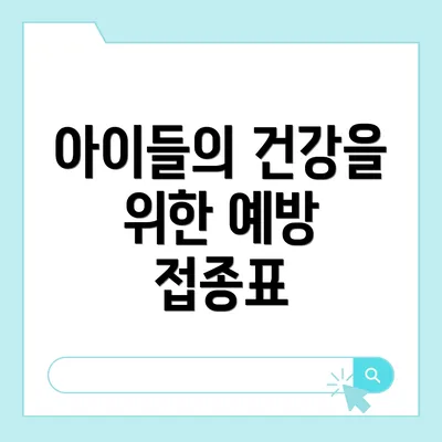 아이들의 건강을 위한 예방 접종표