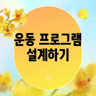 운동 프로그램 설계하기