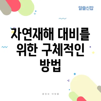 자연재해 대비를 위한 구체적인 방법
