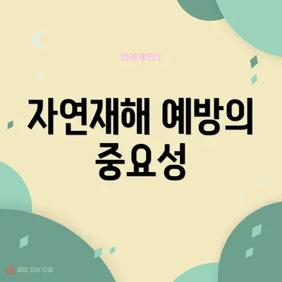 자연재해 예방의 중요성