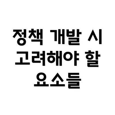 정책 개발 시 고려해야 할 요소들