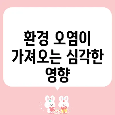 환경 오염이 가져오는 심각한 영향