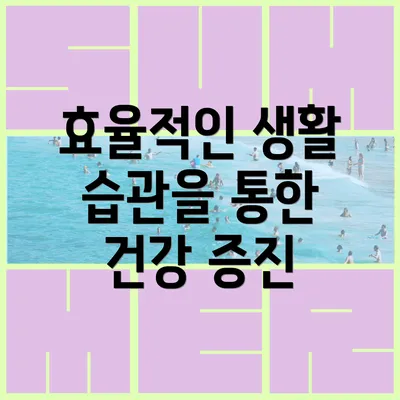 효율적인 생활 습관을 통한 건강 증진