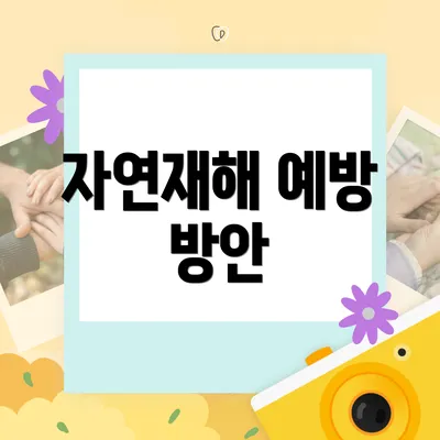 자연재해 예방 방안