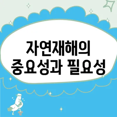 자연재해의 중요성과 필요성
